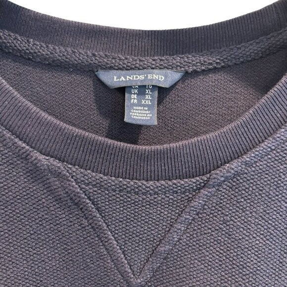Lands' End 🖤 Textured Crewneck Sweatshirt Men’s XXL Cotton Blend Pullover - Picture 3 of 5